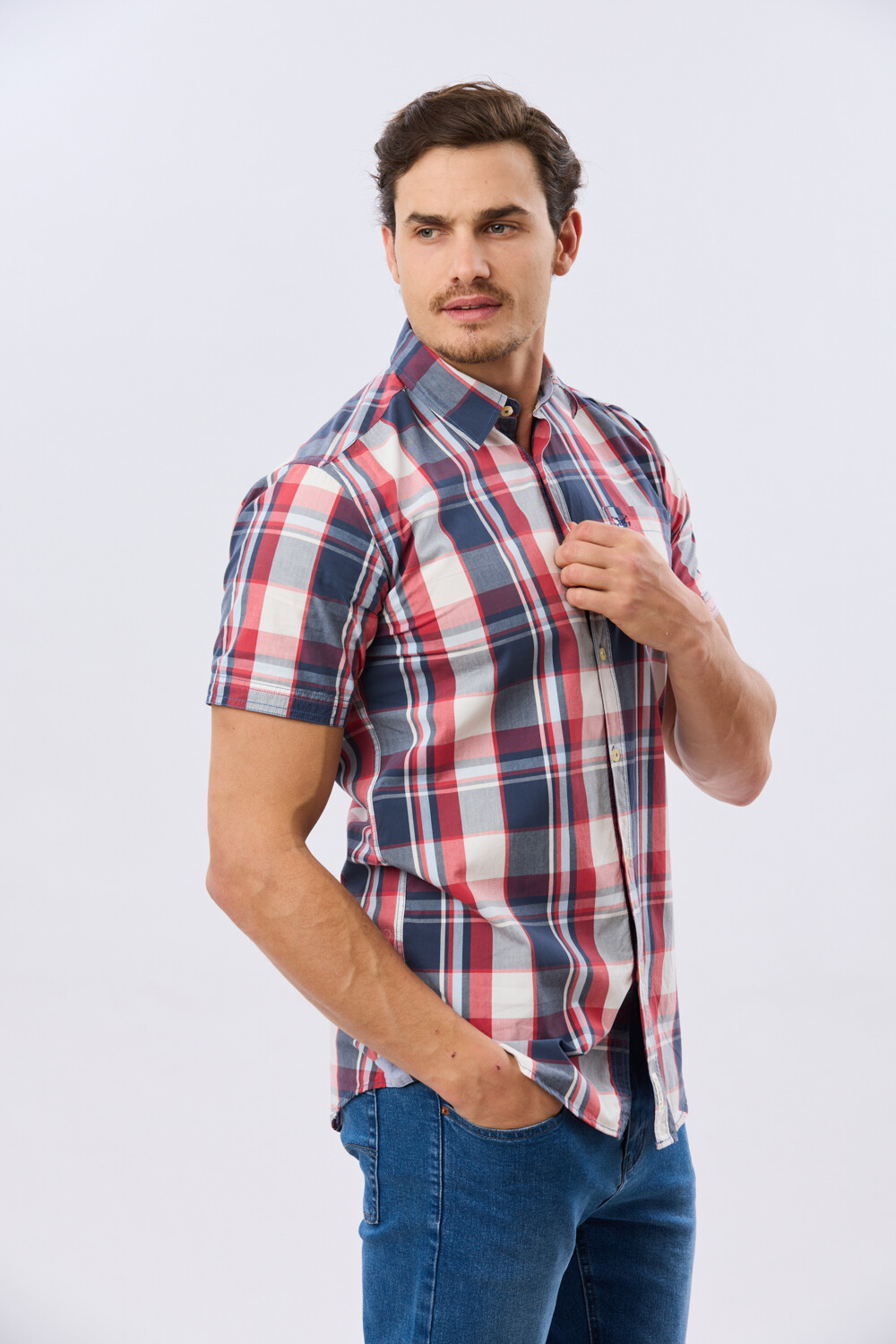 CAMISA MANGA CORTA CUADROS Rojo