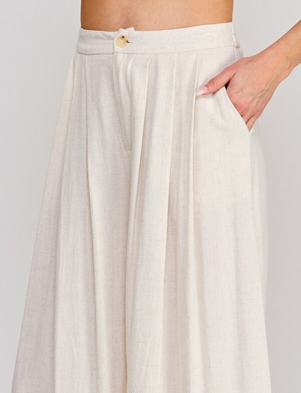 Pantalon Crop Lino BEIGE CLARO