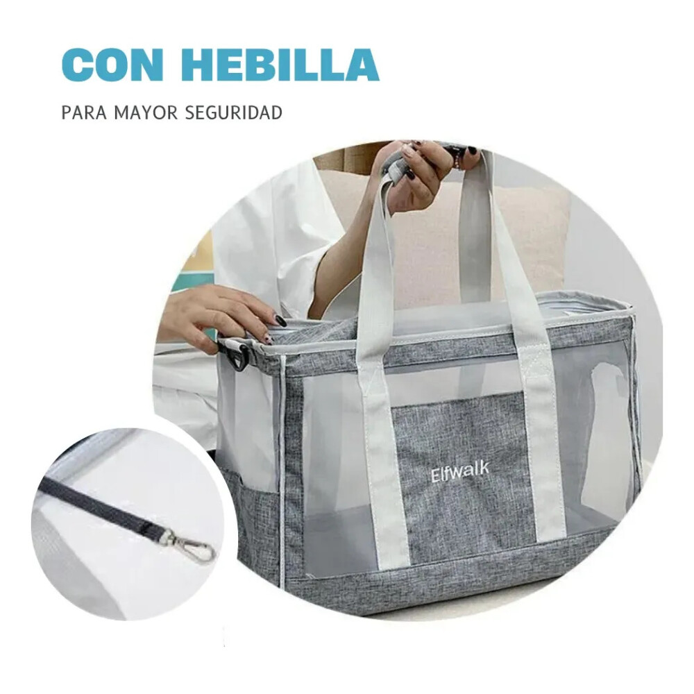 Bolso Transportador De Mascotas Ventilado Y Seguro GRIS