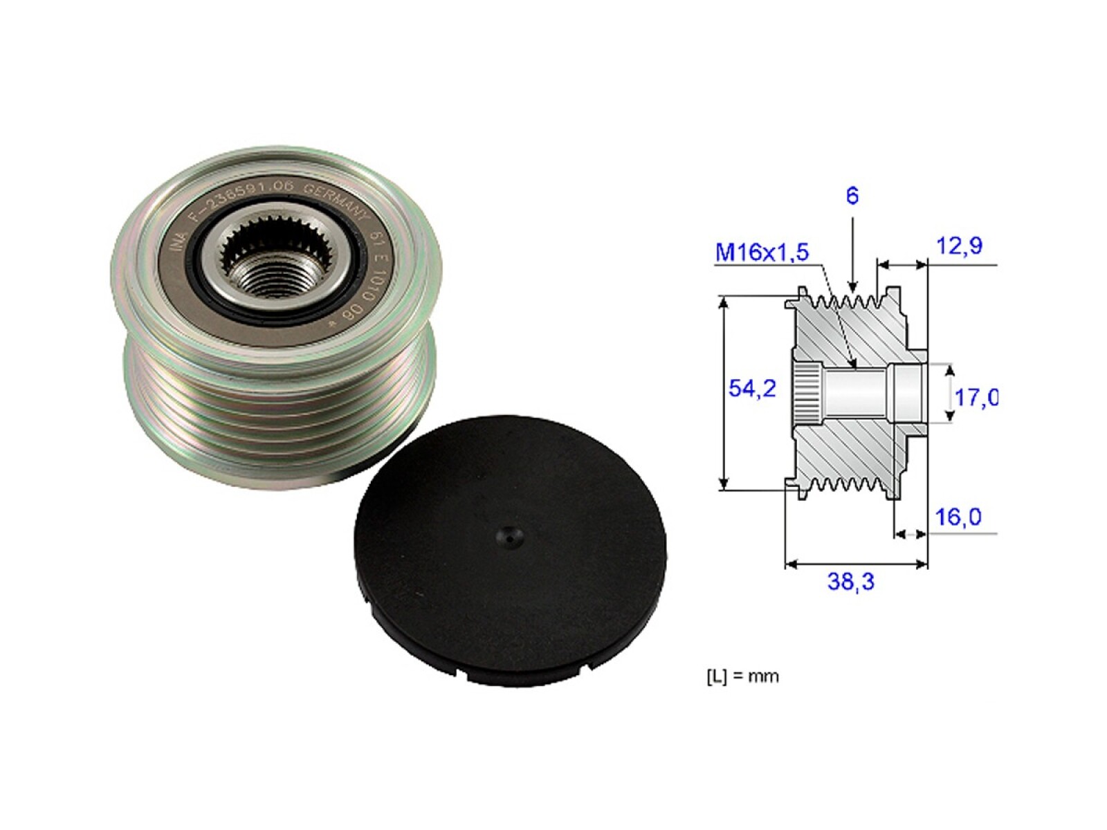 Polea Alternador Marcha Libre Citroen C4/Berlingo Peug Partner/307/206 03-25 
