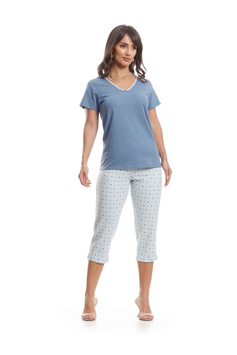 Pijama Manga Corta con Capri 103 - Cielo 
