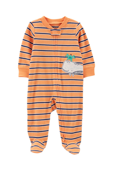 Pijama una pieza de algodón con pie y doble cierre Sin color