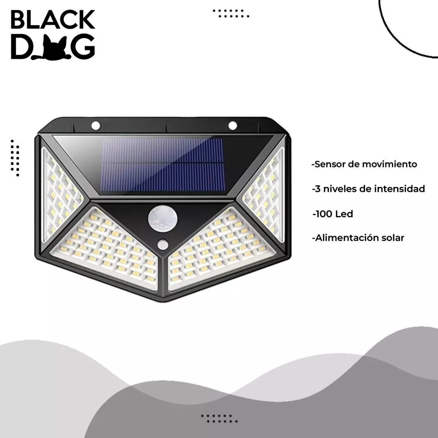 Pack X6 Led Solar Con Sensor Movimiento Luz Exterior 100 Led