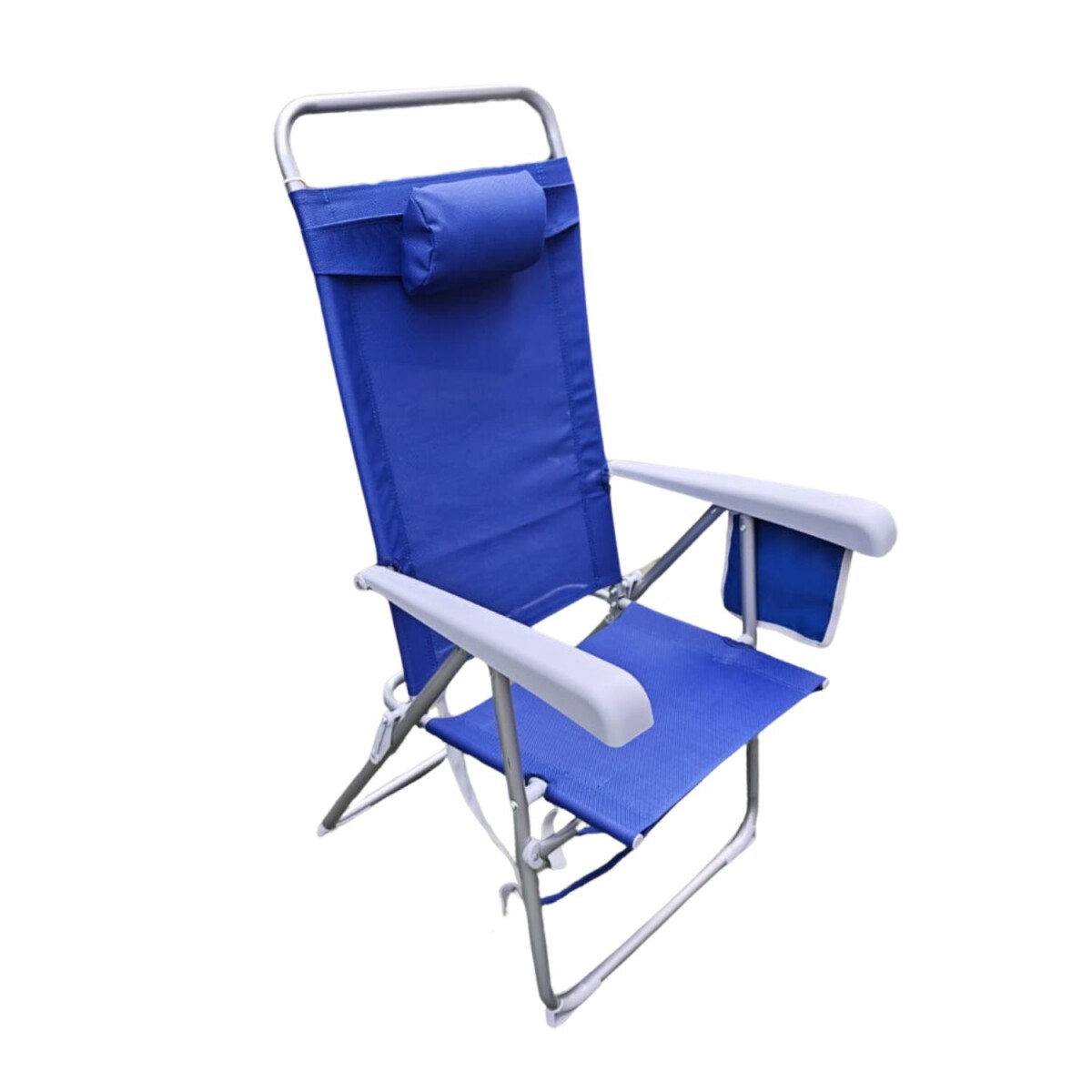 Silla Reposera de Playa Tipo Mochila con Almohada y Bolsillo - Azul Marino 