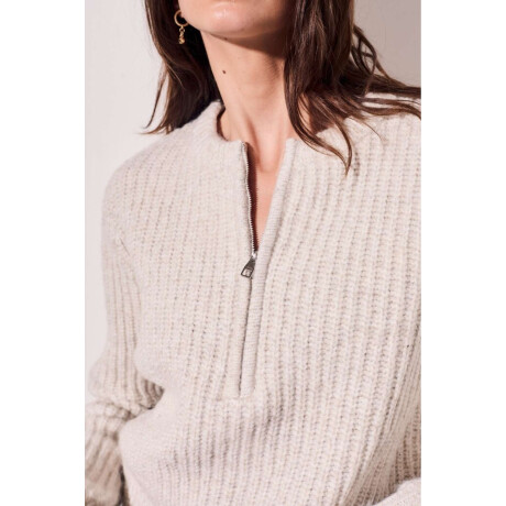 Sweater Medio Cierre Beige Melange