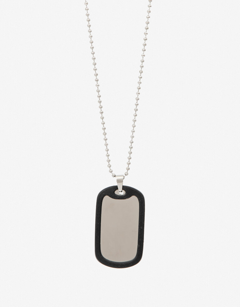 Cadena Corta con Dije Metal Collar De Acero Men´s Collection - Plateado