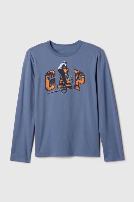 Remera Gráfico Manga Larga Niño Bainbridge Blue
