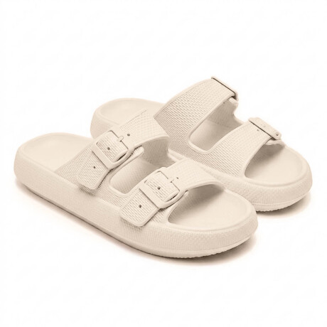 Sandalia Chancleta Hebilla Antideslizante Cómoda Beige