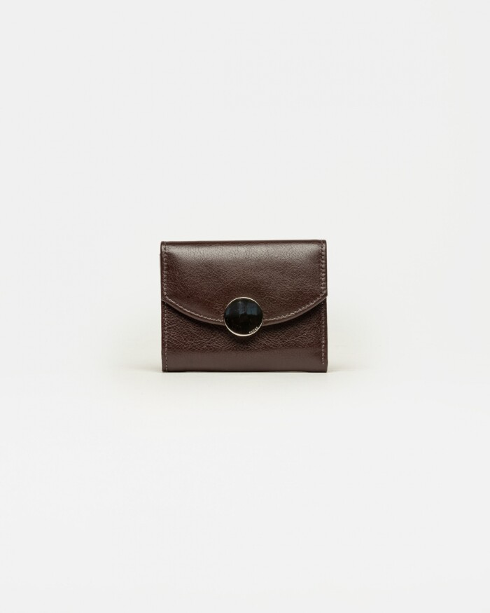 Billetera The Circle en cuero liso Marron