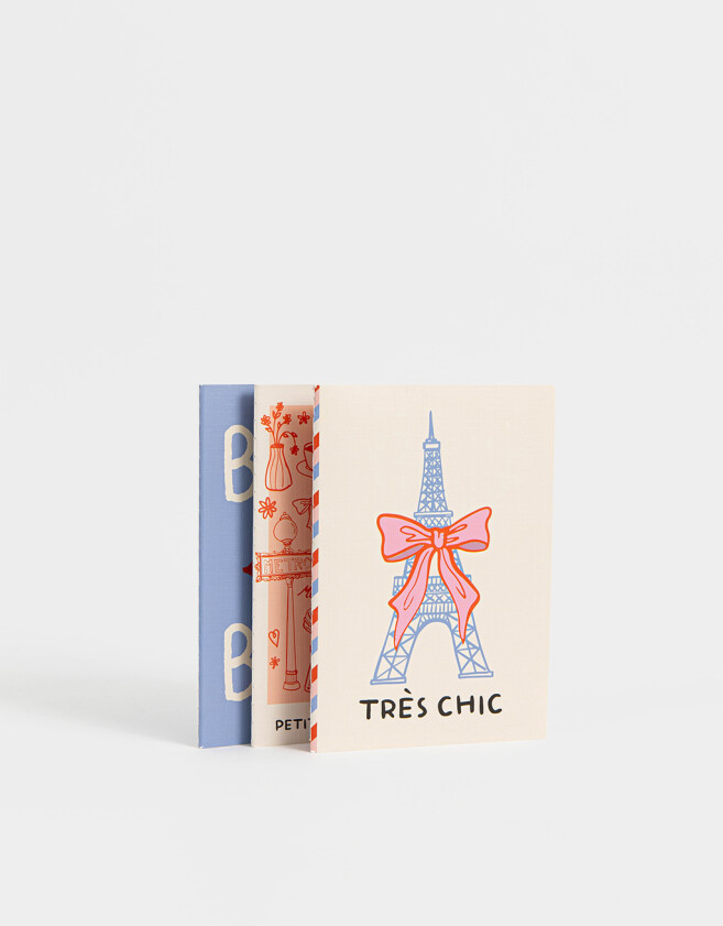 Anotadores Cuadernos y Memos Perrito Set X 3 Cuadernos Impresos Sobre Hoja Texturada - Combinacion Multicolor