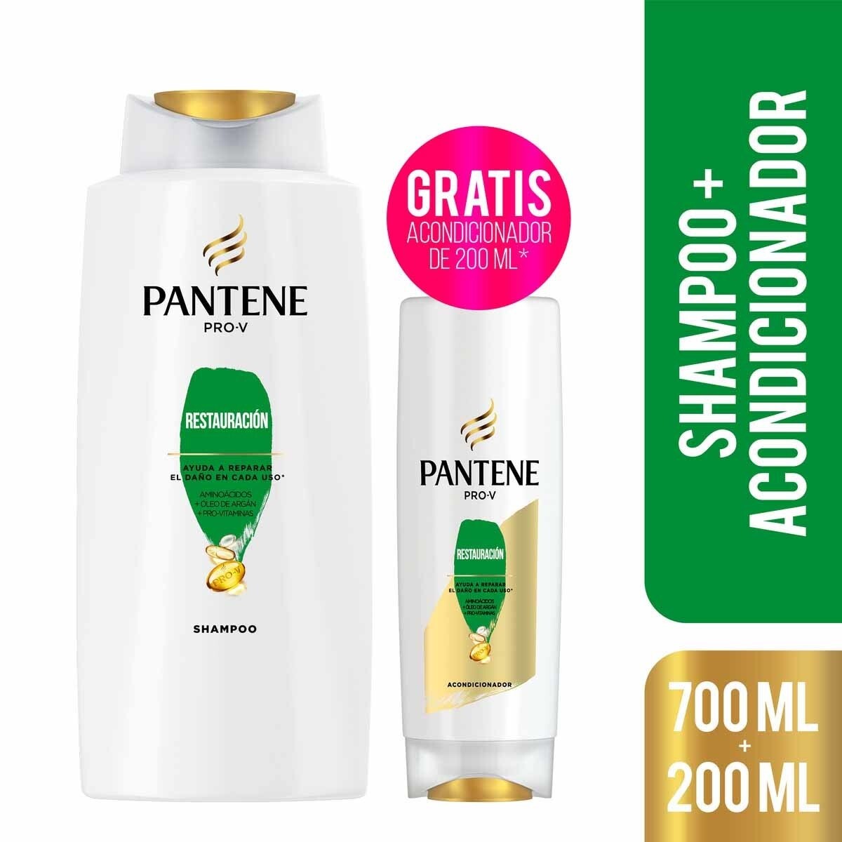 Shampoo Pantene Restauración 700 Ml. + Acondicionador 200 Ml 
