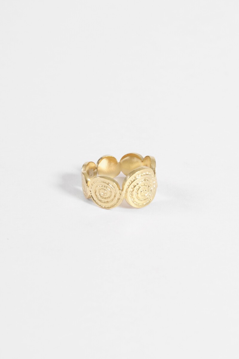 Anillo acero espiral dorado