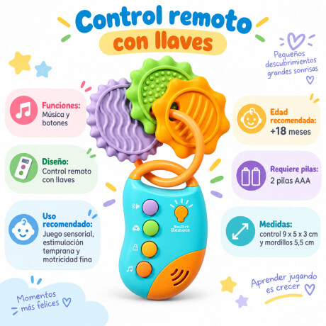 Juguete Control Remoto Bebé Llaves Musical Educativo Huanger Celeste
