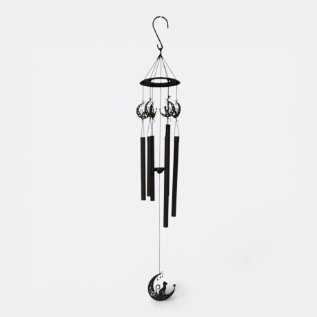 Llamador De Ángeles Negro Calado Gato En Media Luna