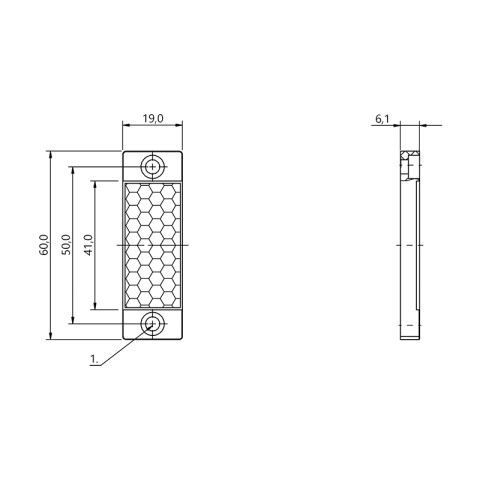 Reflector para sensor fotoeléctrico 60x19mm BF0124