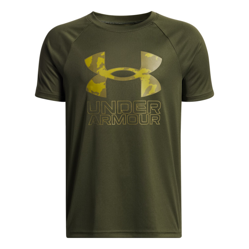 UA B TECH HYBRID PRINT SS-RED GRN-308