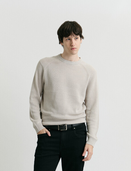 470986 SWEATER HARRINGTON LABEL Beige Melange