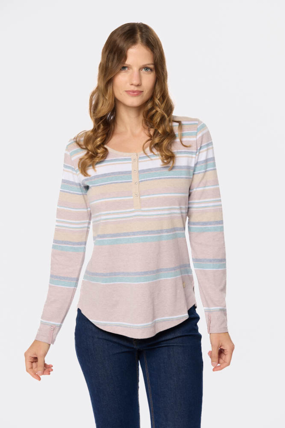 REMERA RAYADA BOTONES Lavanda