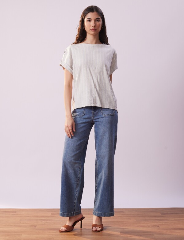 Blusa Lino Botones MULTI/CRUDO