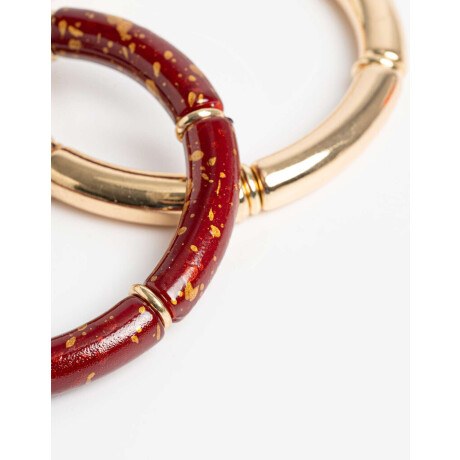 Set De Pulseras Metal Y Resina Dorado