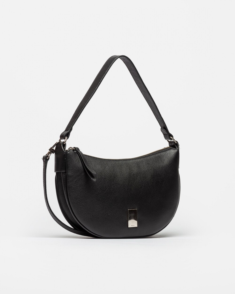 Cartera al Hombro Lua En Cuero Graneado Negro