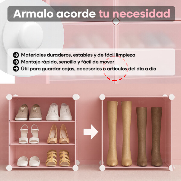 Zapatera Organizador Ropero Estanteria Con Puertas Zapatos Imback PLC001 Rosa Zapatera Organizador Ropero Estanteria Con Puertas Zapatos Imback PLC001 Rosa