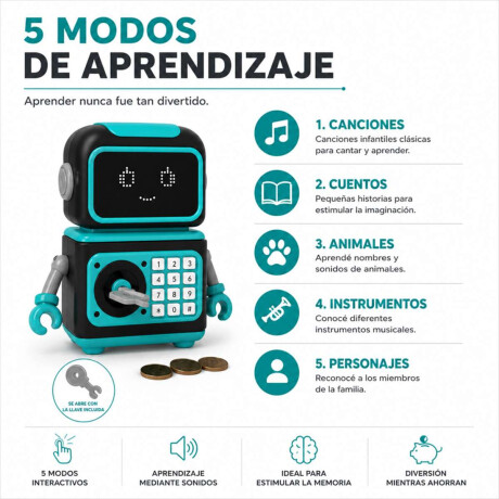 Alcancia Caja Fuerte Robot Infantil Verde