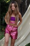 Leather Shorts Galácticos Fucsia