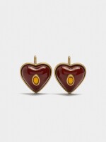 Pendientes De Corazones De Resina marron