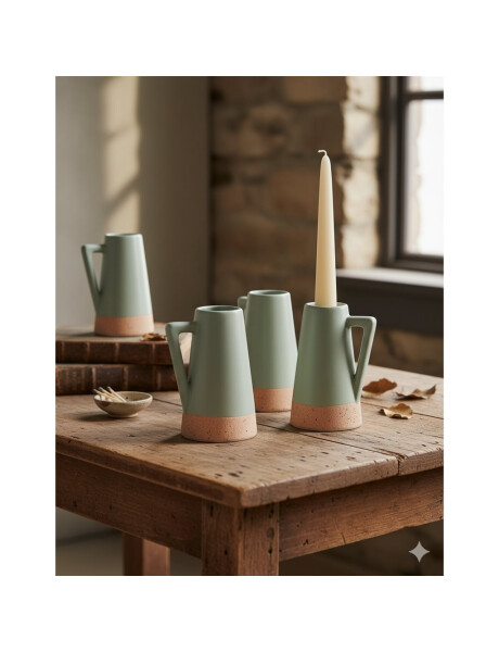 CANDELABRO ASA 6x5x8.3CM CERAMICA VERDE CANDELABRO ASA 6x5x8.3CM CERAMICA VERDE