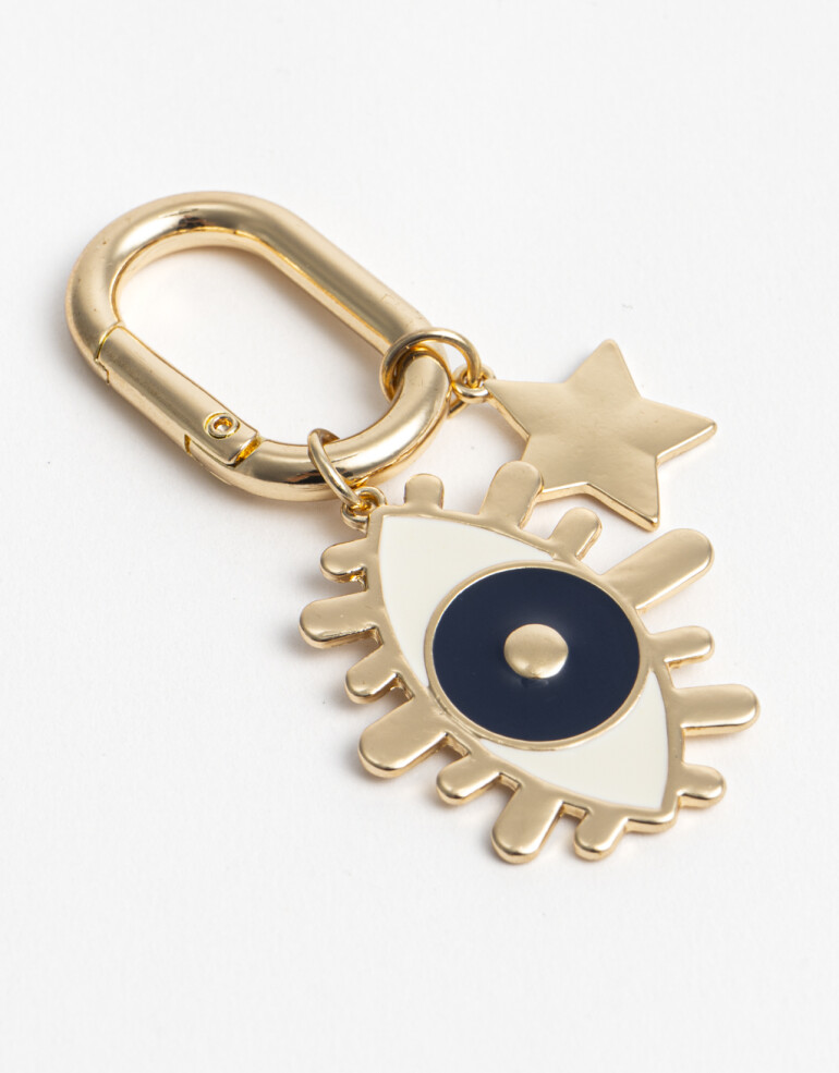 Llavero Metal Llavero Y Bag Charm Metálico De Ojo Místico Y Estrella - Dorado