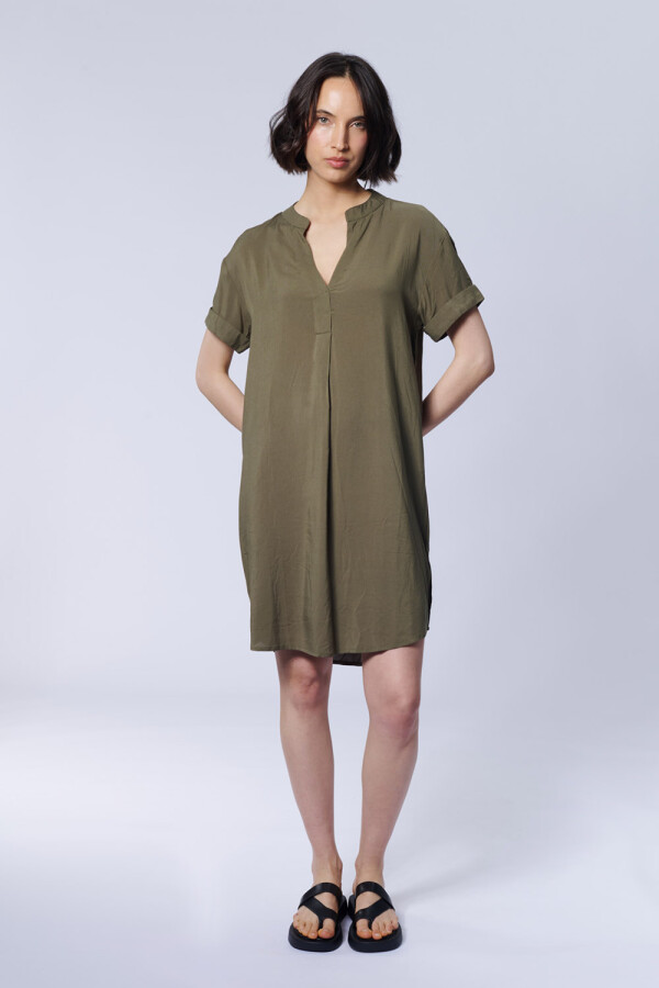 Vestido corto camisero Verde