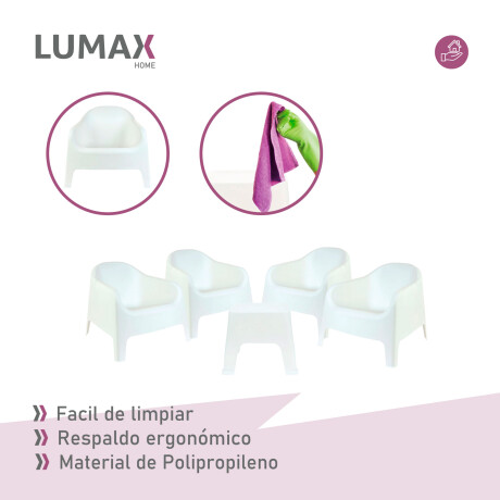 Set de 4 Sillas Skarpo + Mesa de exterior Blanco