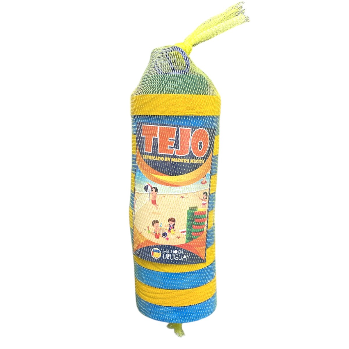 Tejo de Madera Maciza - Azul y Amarillo 