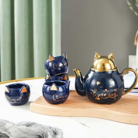 Juego De Té Cat Azul