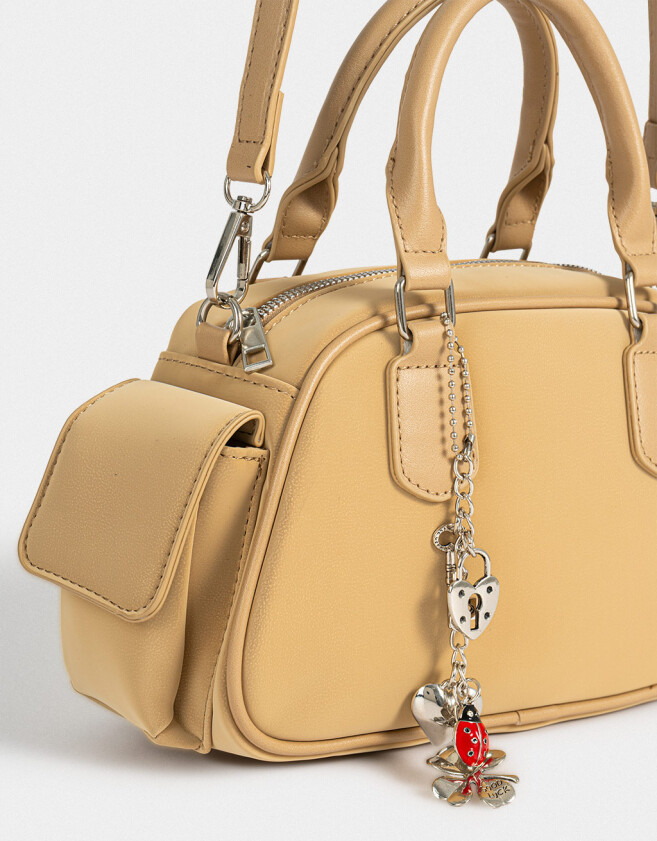 Bowling Cartera Bowling Con Charm - Marron Beige