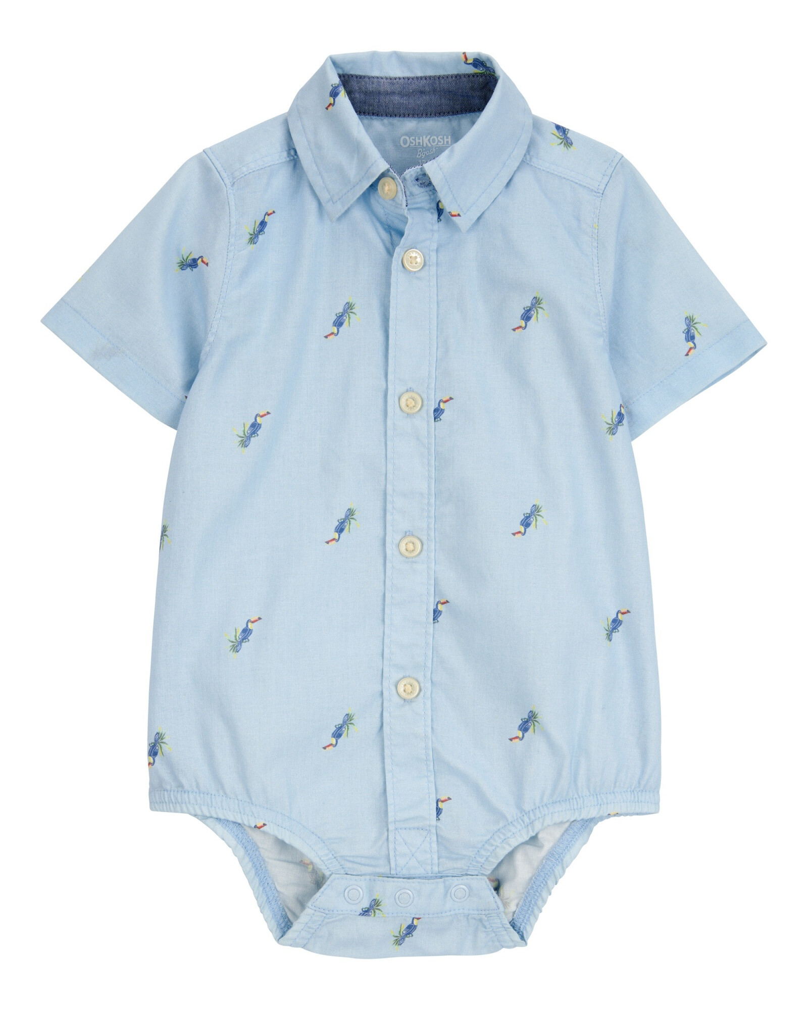 Body tipo camisa, de algodón, diseño tucán Sin color
