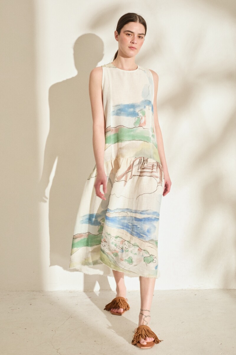 PRE VENTA VESTIDO TERRA PRINT Agua