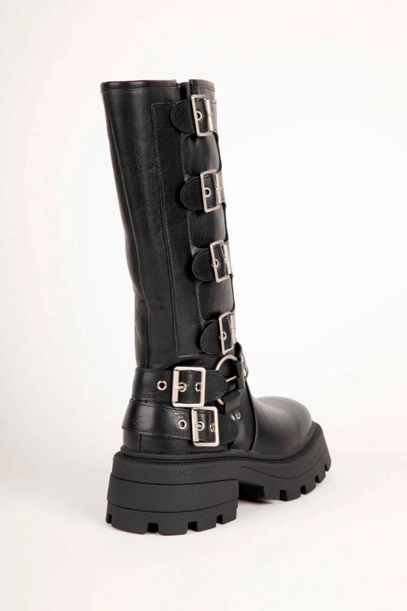 BOTA MUJER DANIEL CASSIN BIKERS Negro