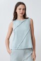 Blusa de lino con efecto desflecado verde agua