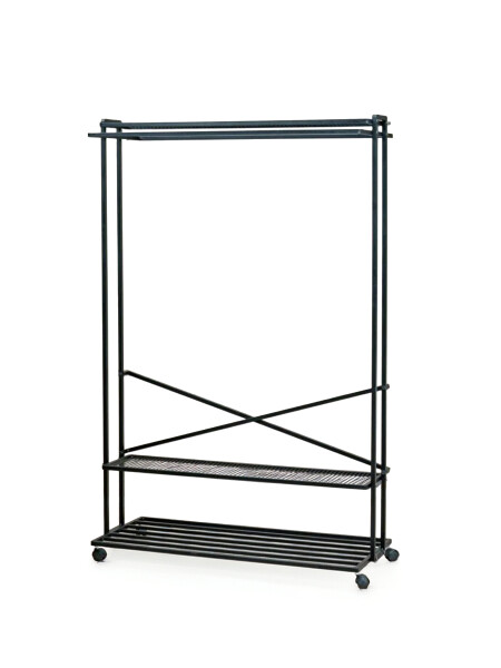 PERCHERO HIERRO CON RUEDAS NEGRO