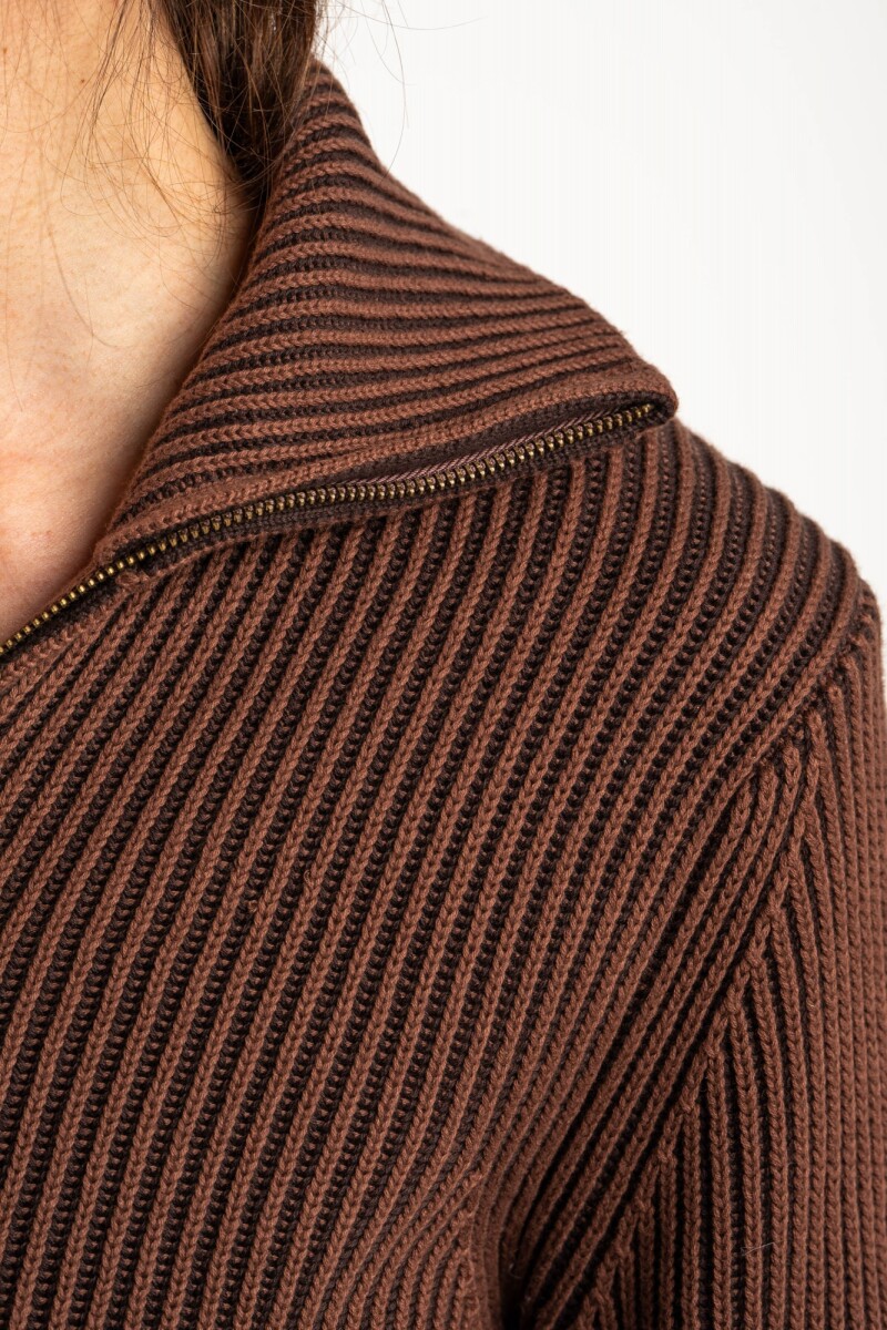 Campera Tejida Algodón Chocolate
