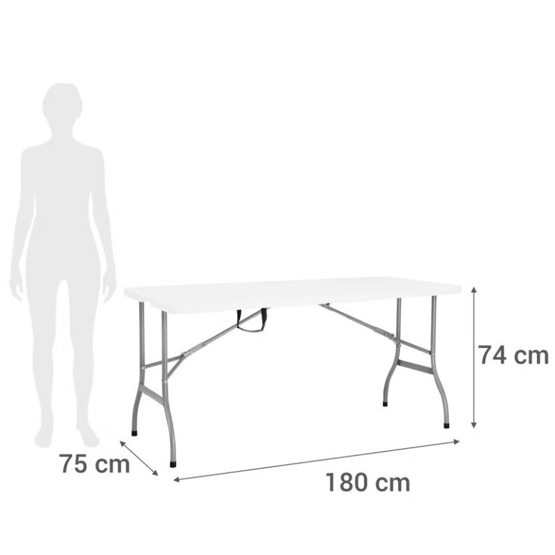 Mesa de Exterior Plegable 180 cm para 8 Personas - Tipo Maleta, Plástico y Acero Mesa de Exterior Plegable 180 cm para 8 Personas - Tipo Maleta, Plástico y Acero