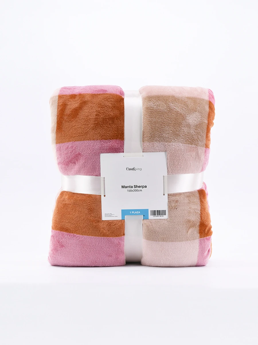 MANTA SHERPA PRINT - ROSADO 