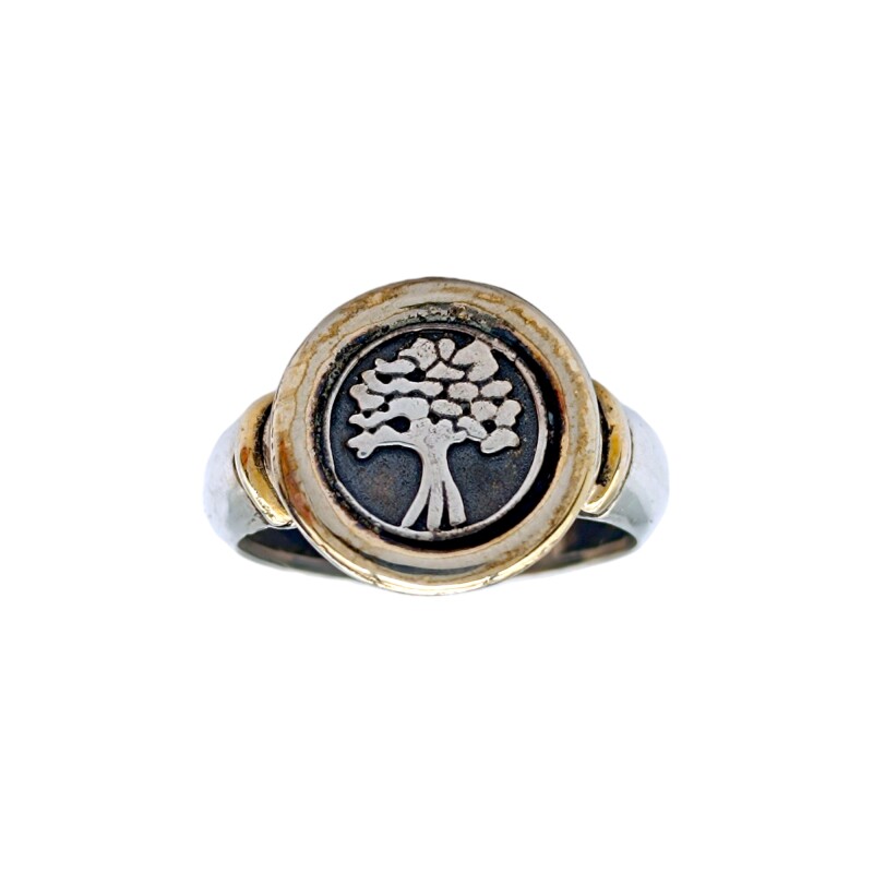 Anillo Arbol de la Vida-Plata y Oro-Sin Piedra-AN5840 sinpiedra
