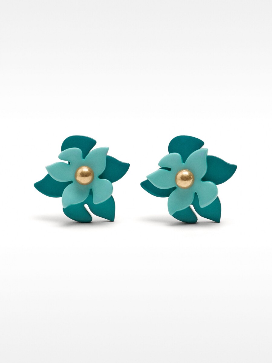 Pendientes Con Flor Doble multicolor