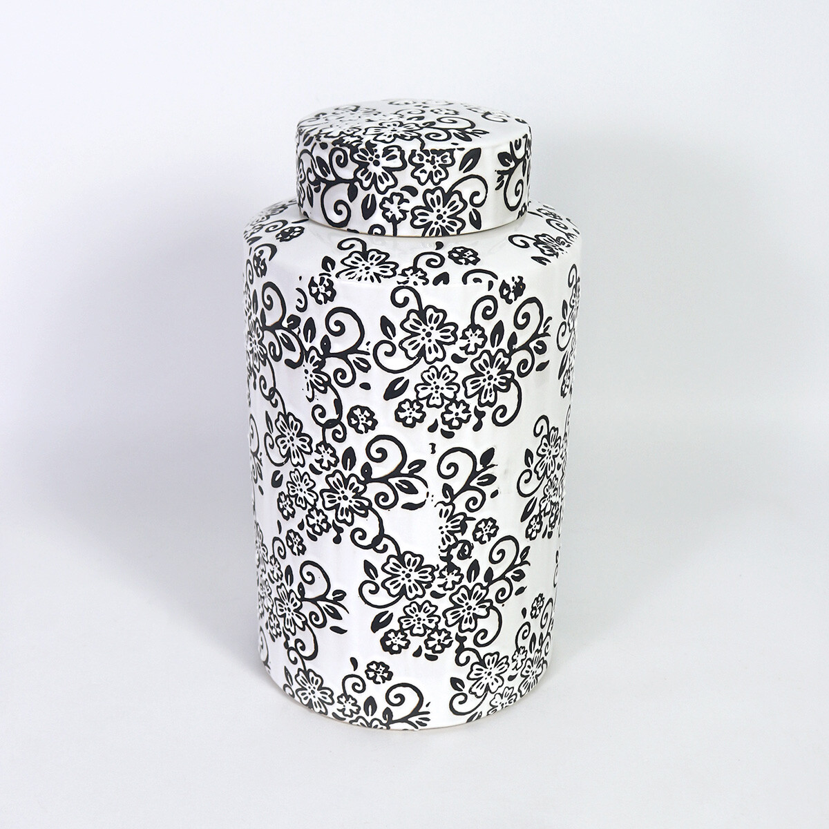 JARRON CERAMICA BLANCO COMB C/TAPA 27X17CM 