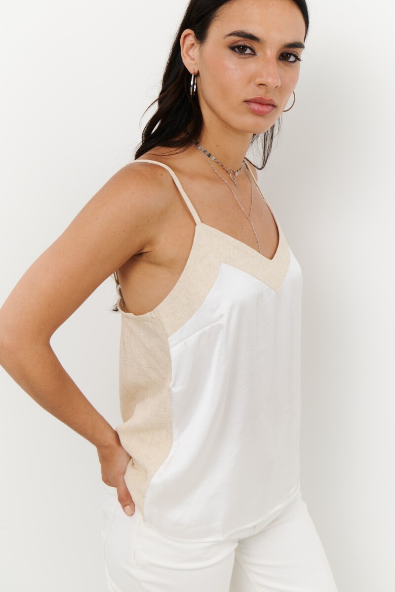 MUSCULOSA LINO SATEN BLANCO