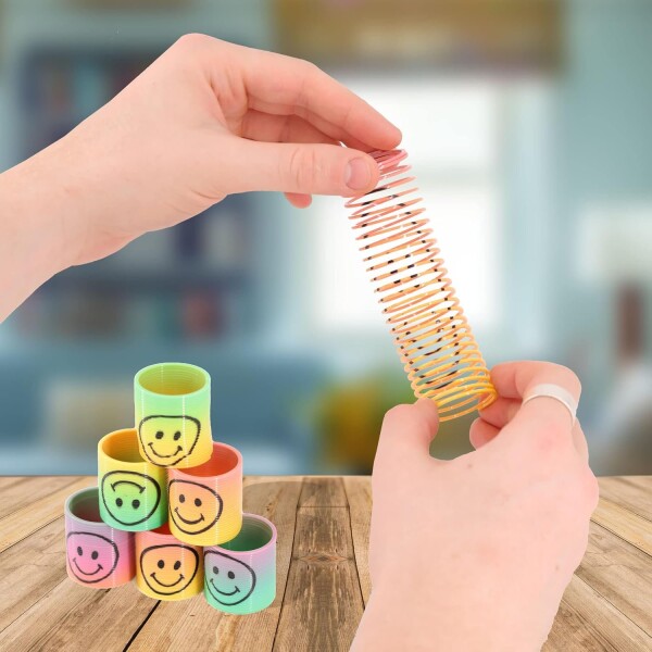 Set x12 Resorte Espiral Mágico Arcoiris Colores Cara Slinky Variante Diseño Multicolor