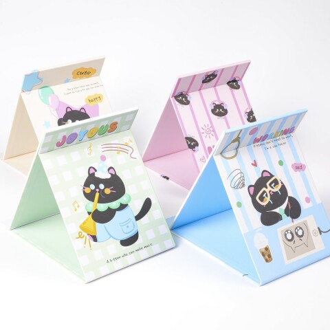 ESPEJO DE MAQUILLAJE TRI-FOLD CON CUBIERTAS DE PAPEL (GATITO MIMI) ESPEJO DE MAQUILLAJE TRI-FOLD CON CUBIERTAS DE PAPEL (GATITO MIMI)